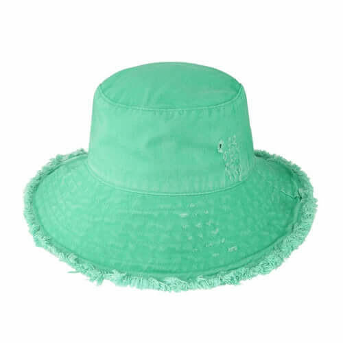 Wide Brim Frayed Bucket Hat.