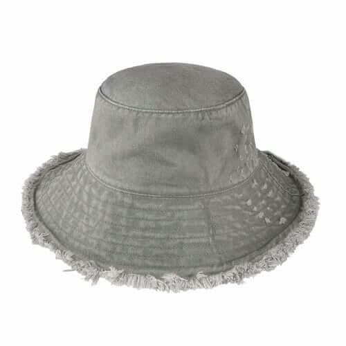 Wide Brim Frayed Bucket Hat.