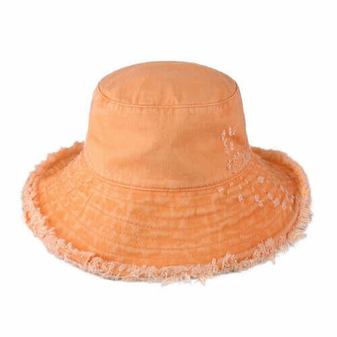 Wide Brim Frayed Bucket Hat.