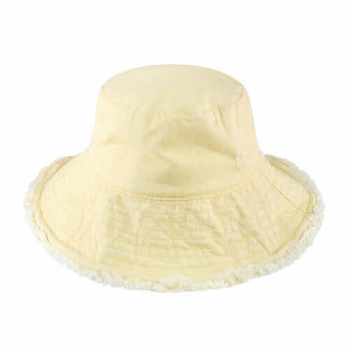 Wide Brim Frayed Bucket Hat.