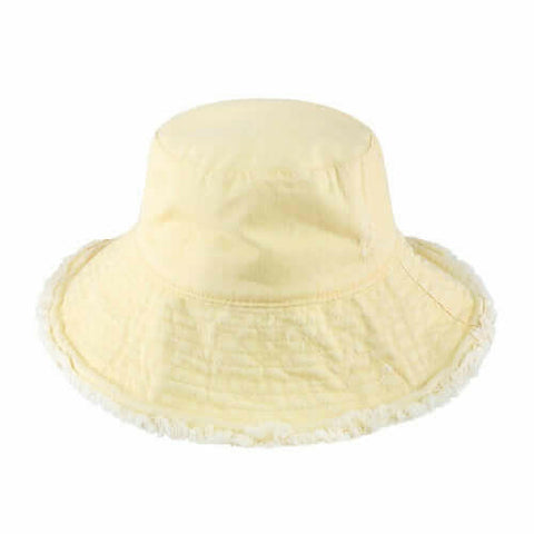 Wide Brim Frayed Bucket Hat.