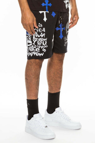 Bejewelled Chrome Skull Shorts.