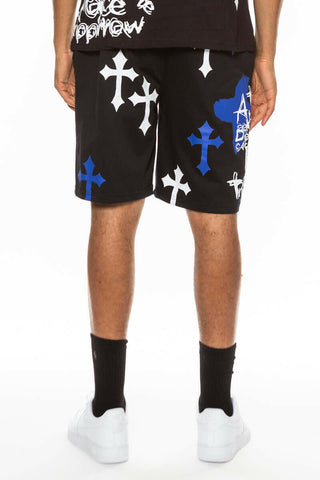 Bejewelled Chrome Skull Shorts.