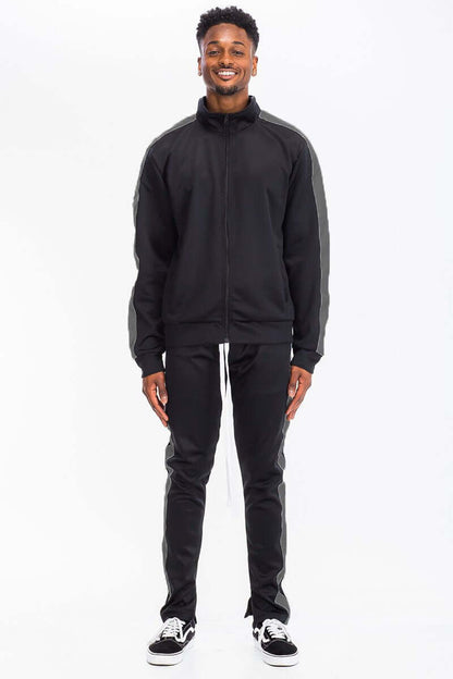 Single Stripe Zip Up Track Jacket and Track Pant Matching Set