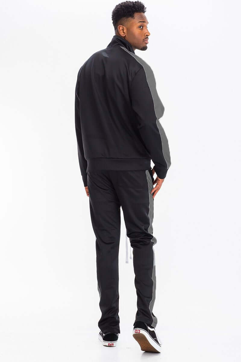Single Stripe Zip Up Track Jacket and Track Pant Matching Set