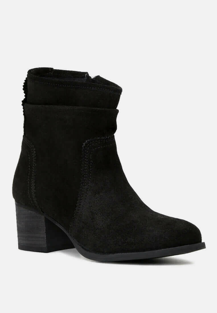 bowie stacked heel leather boots.