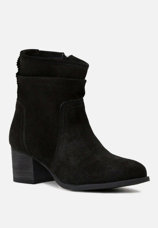 bowie stacked heel leather boots