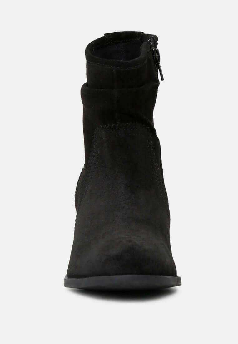 bowie stacked heel leather boots