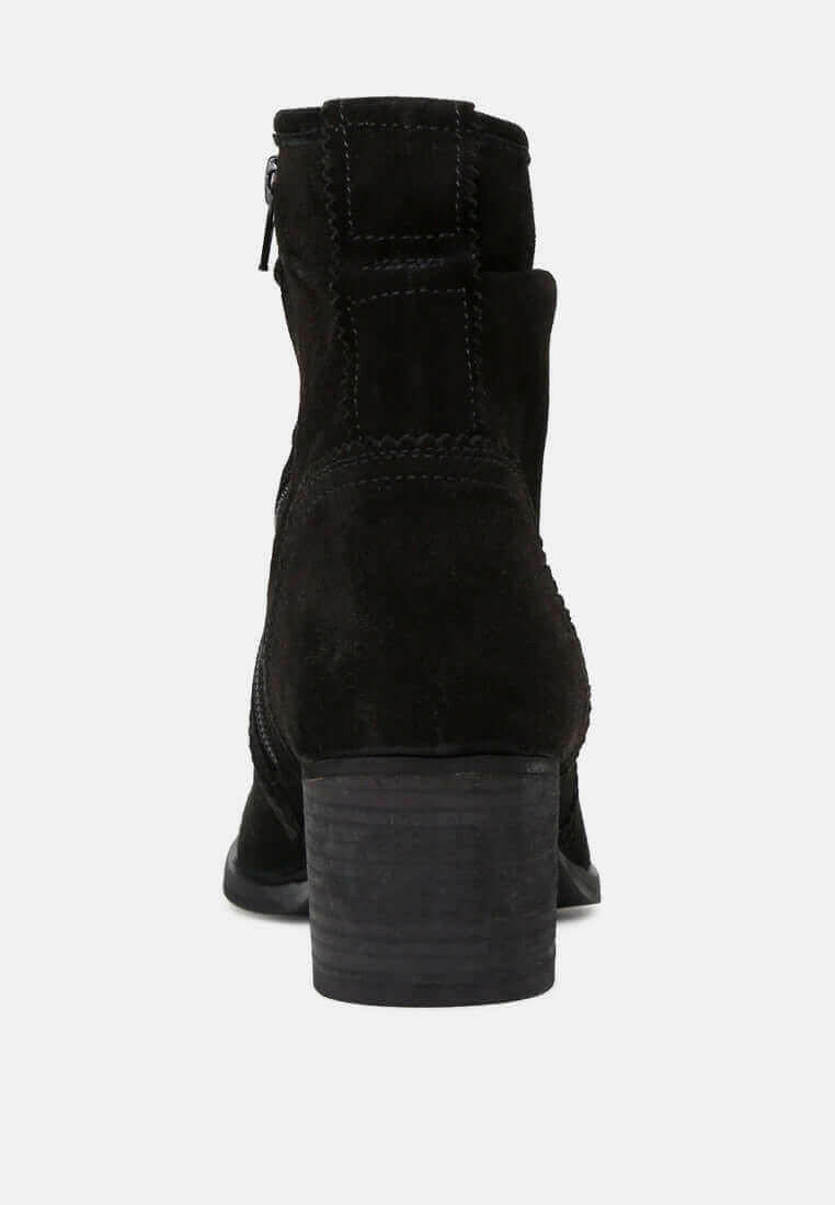 bowie stacked heel leather boots.