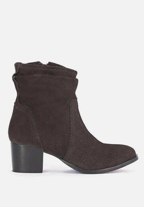 bowie stacked heel leather boots.