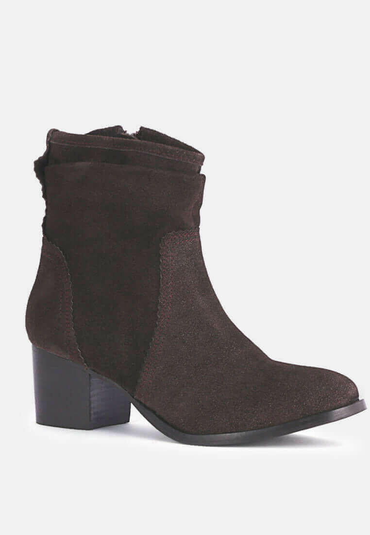 bowie stacked heel leather boots.