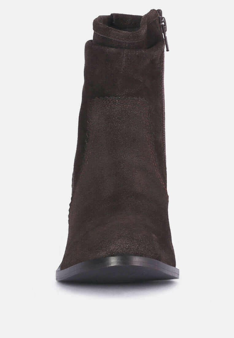 bowie stacked heel leather boots.