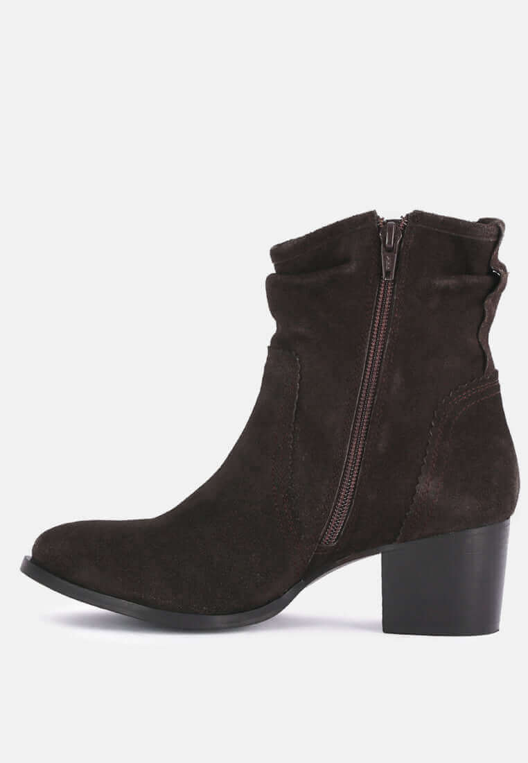 bowie stacked heel leather boots