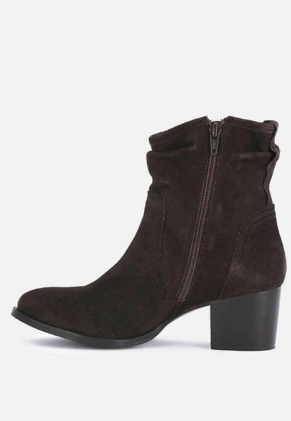 bowie stacked heel leather boots.