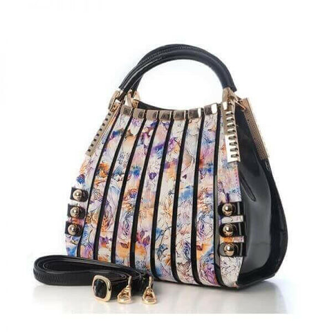 Bravo Handbags B96-6833FL Irina Print Signature Series Leather Handbag.