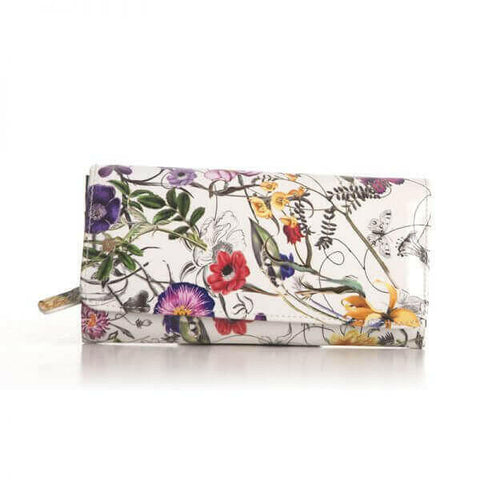 Bravo Handbags WB47-02 Flower Print Leather Wallet Handbag - Medium.