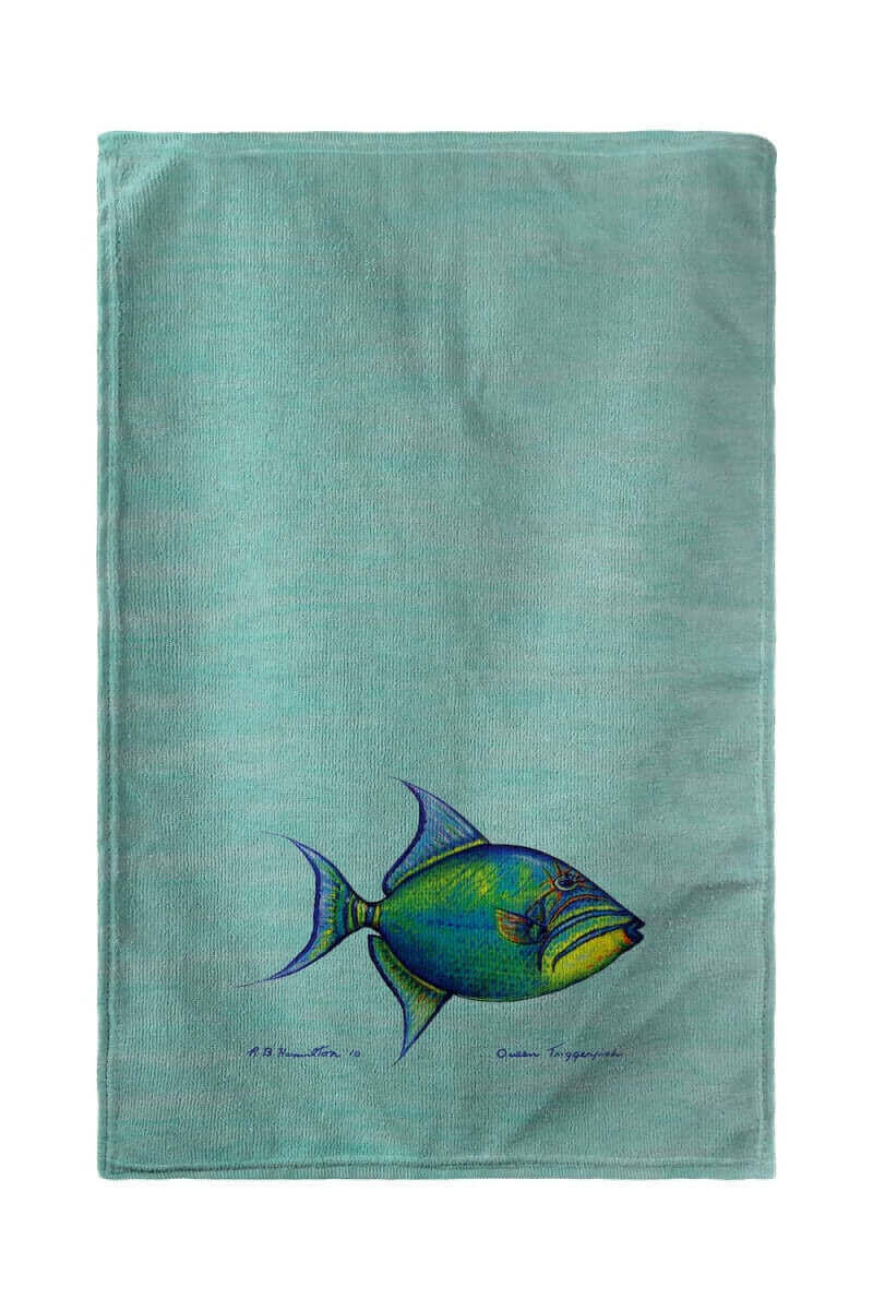 Betsy Drake BT114C Trigger Fish - Teal Beach Towel - 30 x 50 in.