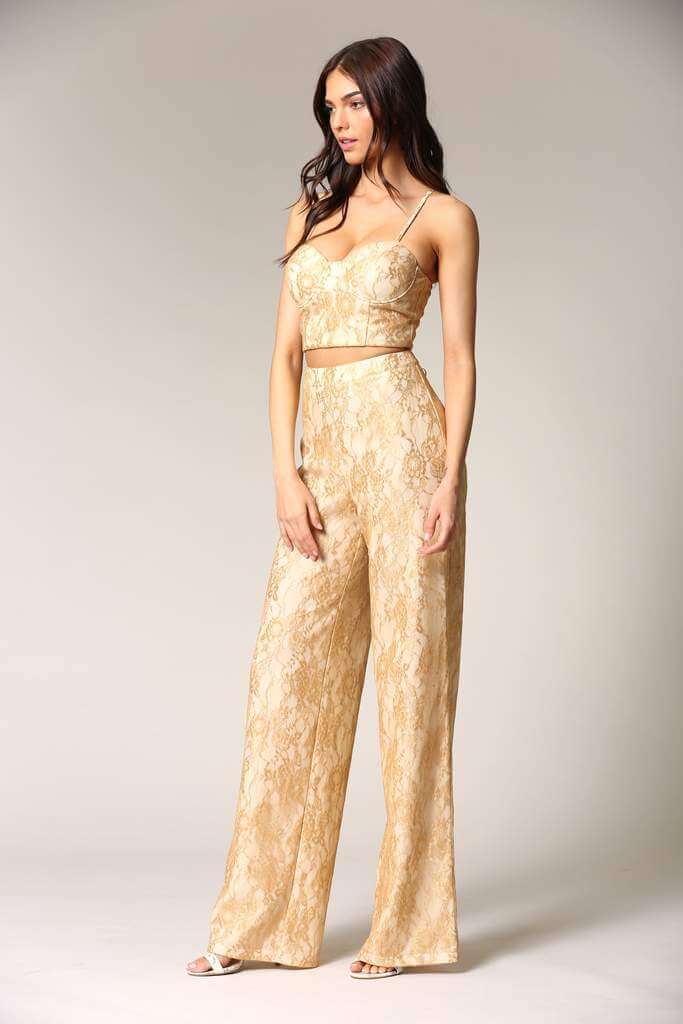 Caeli Gold Lace Set: Elegance &amp; Comfort