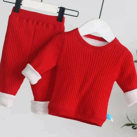 Baby Boys Plus Velvet Thick Sets Toddler Warm Pajamas Suit Winter Baby.