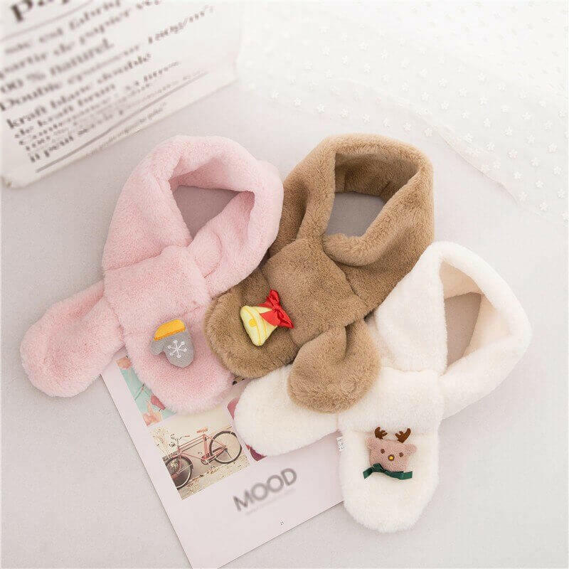 Baby Children Girls Cute Plush Fur Scarf Collar.