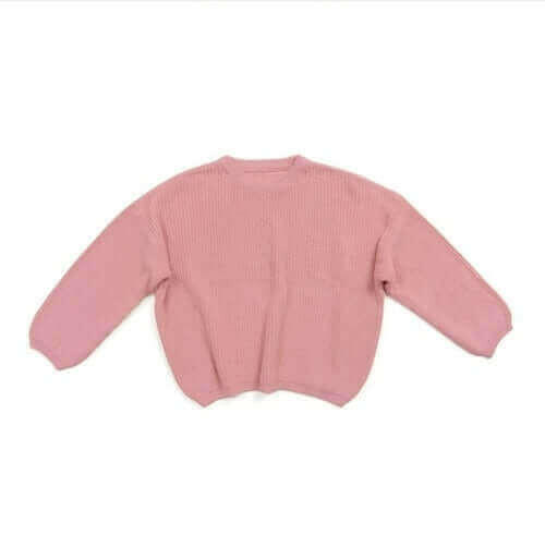 Baby Solid Casual Basic Sweater Crewneck Thick Kids Slouchy Soft Wool.