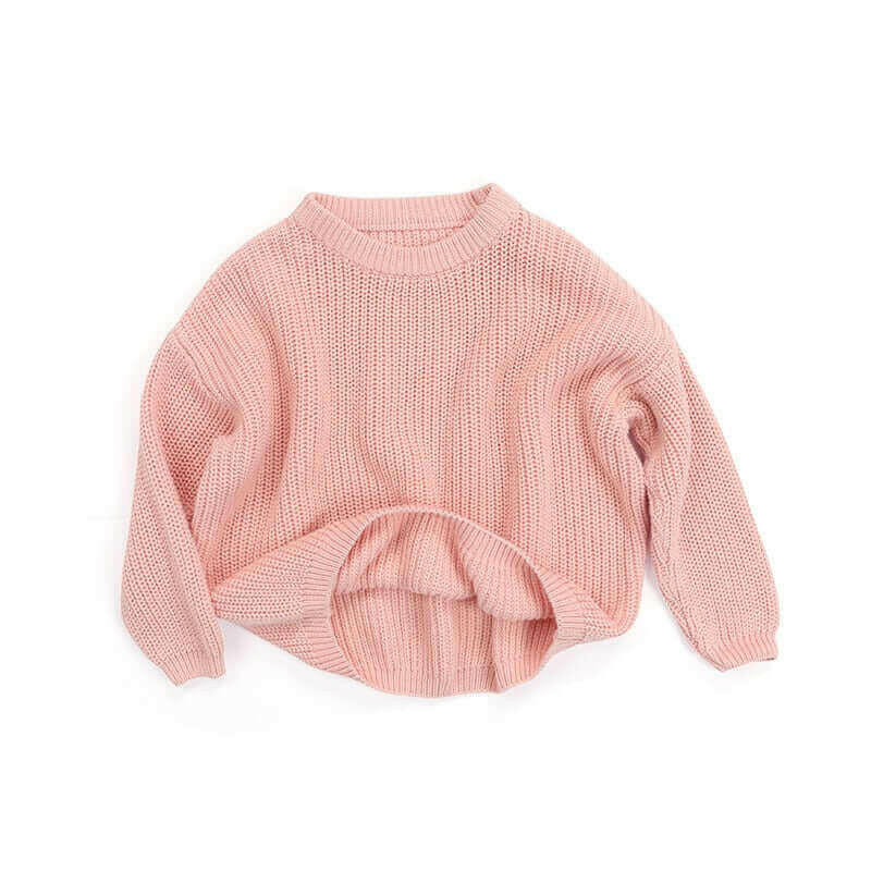 Baby Solid Casual Basic Sweater Crewneck Thick Kids Slouchy Soft Wool.