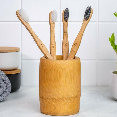 Bamboo Toothbrush Set 4-Pack - Bamboo Toothbrushes with Soft Bristles