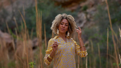 Mixed Print Shirt Dress Yellow.