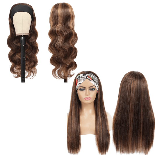 Piano Highlight Headband Body Wave Glueless Human Hair Wigs Virgin Hai.