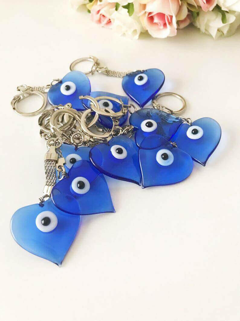 Blue murano evil eye keychain.