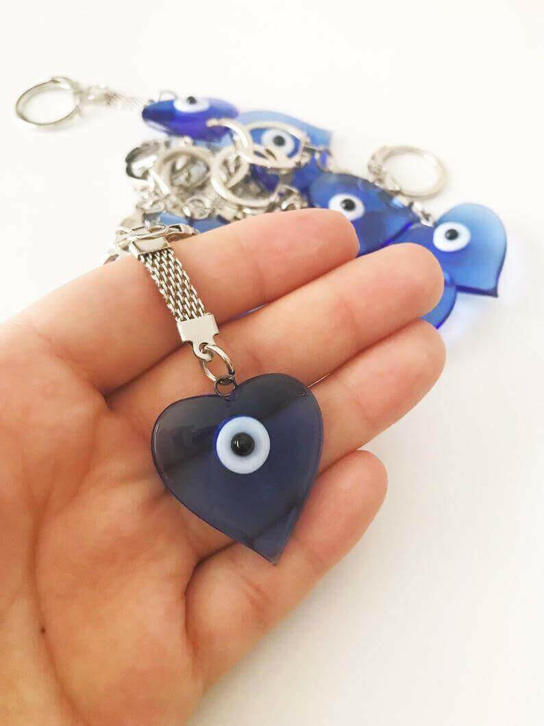 Blue murano evil eye keychain.