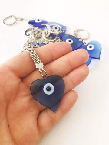Blue murano evil eye keychain