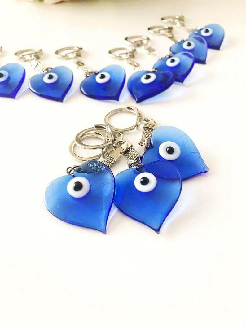 Blue murano evil eye keychain.