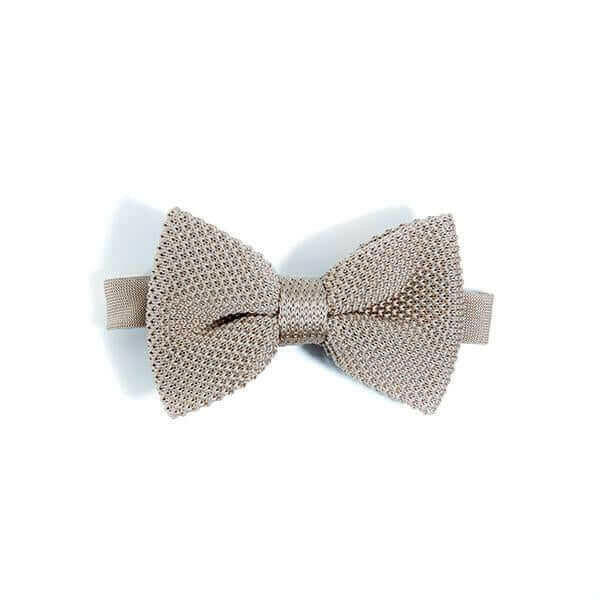 Children's champagne knitted bow tie.