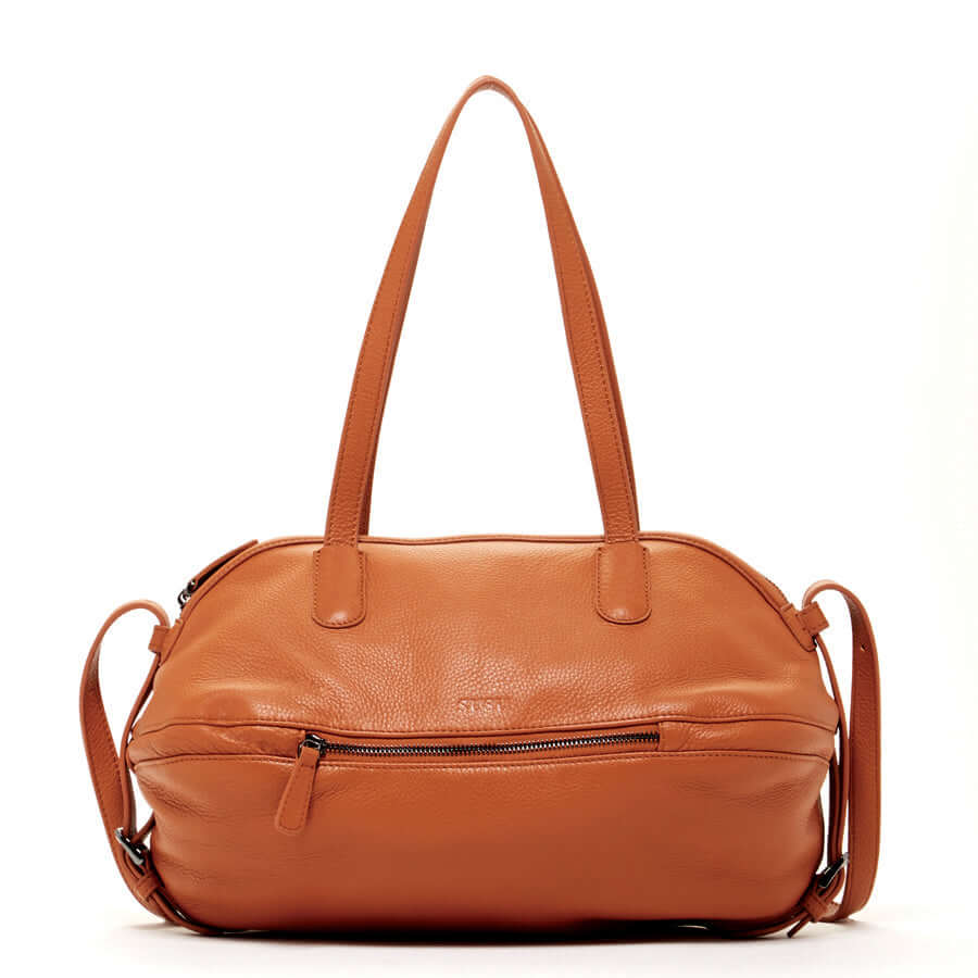 Leather Satchel Bag Brown Shoulder Purse Women&
