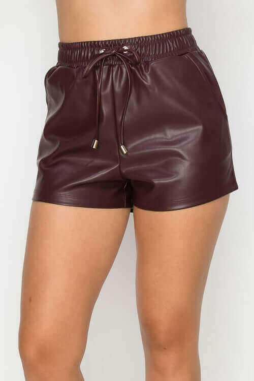 Pocketed High-rise Faux Leather Shorts