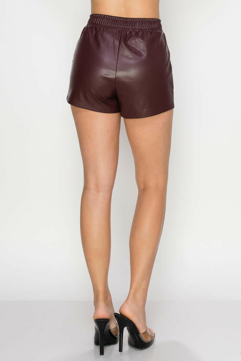 Pocketed High-rise Faux Leather Shorts