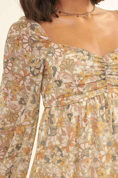 A Floral Print, Woven Mini Dress.