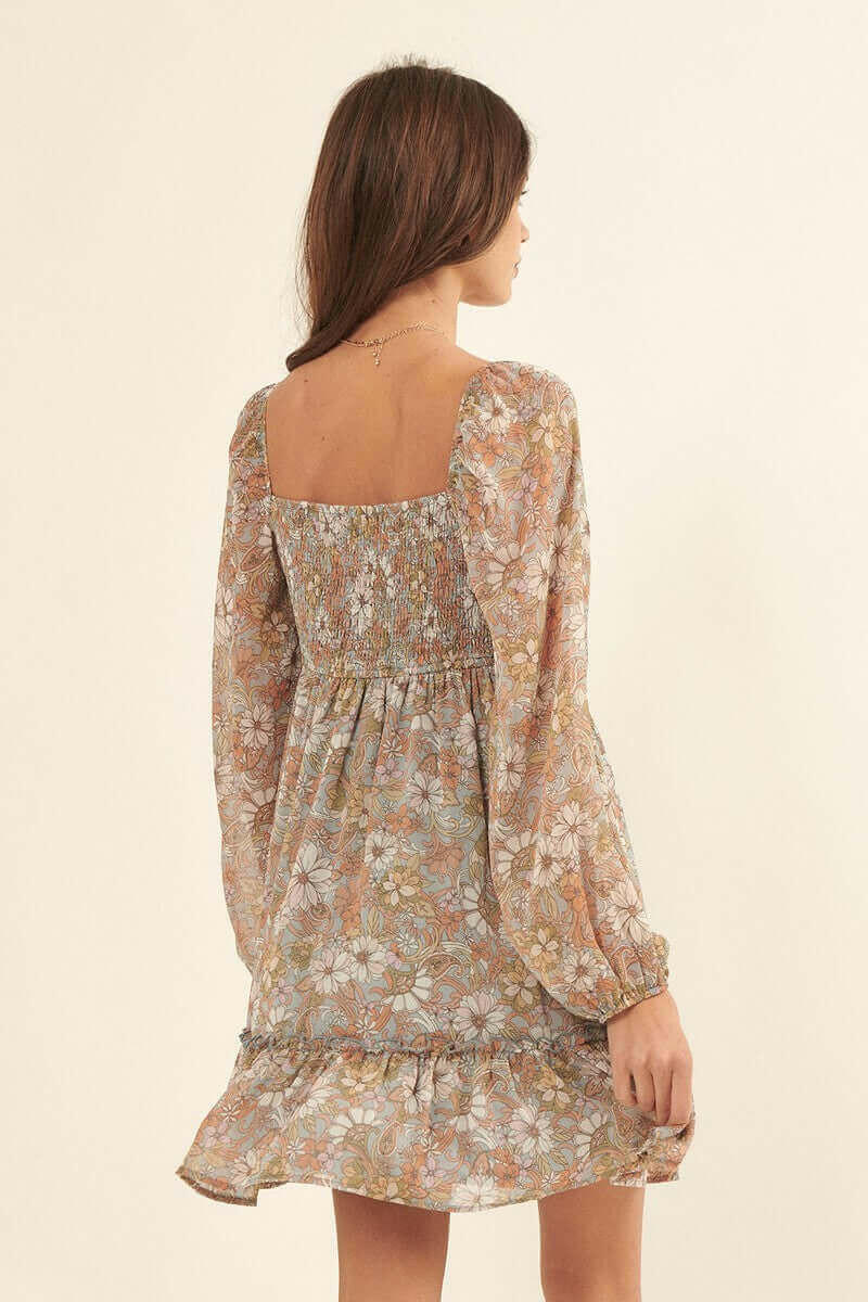 A Floral Print, Woven Mini Dress.