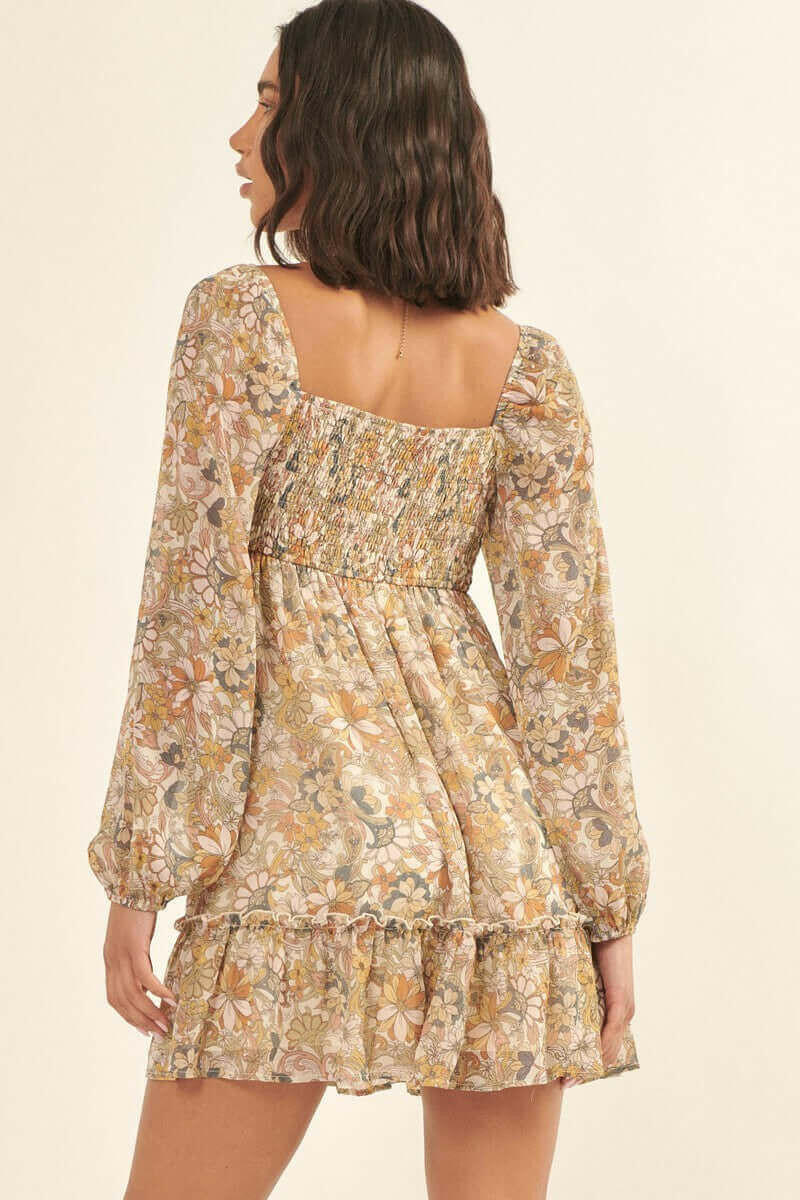 A Floral Print, Woven Mini Dress.