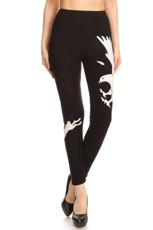 Bird And Rabbit Printed, Full Length, High Waisted Leggings In A.