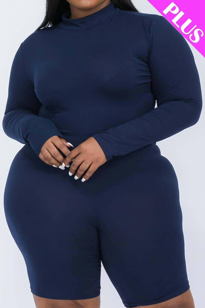 Mock Neck Top &amp; Biker Shorts Set