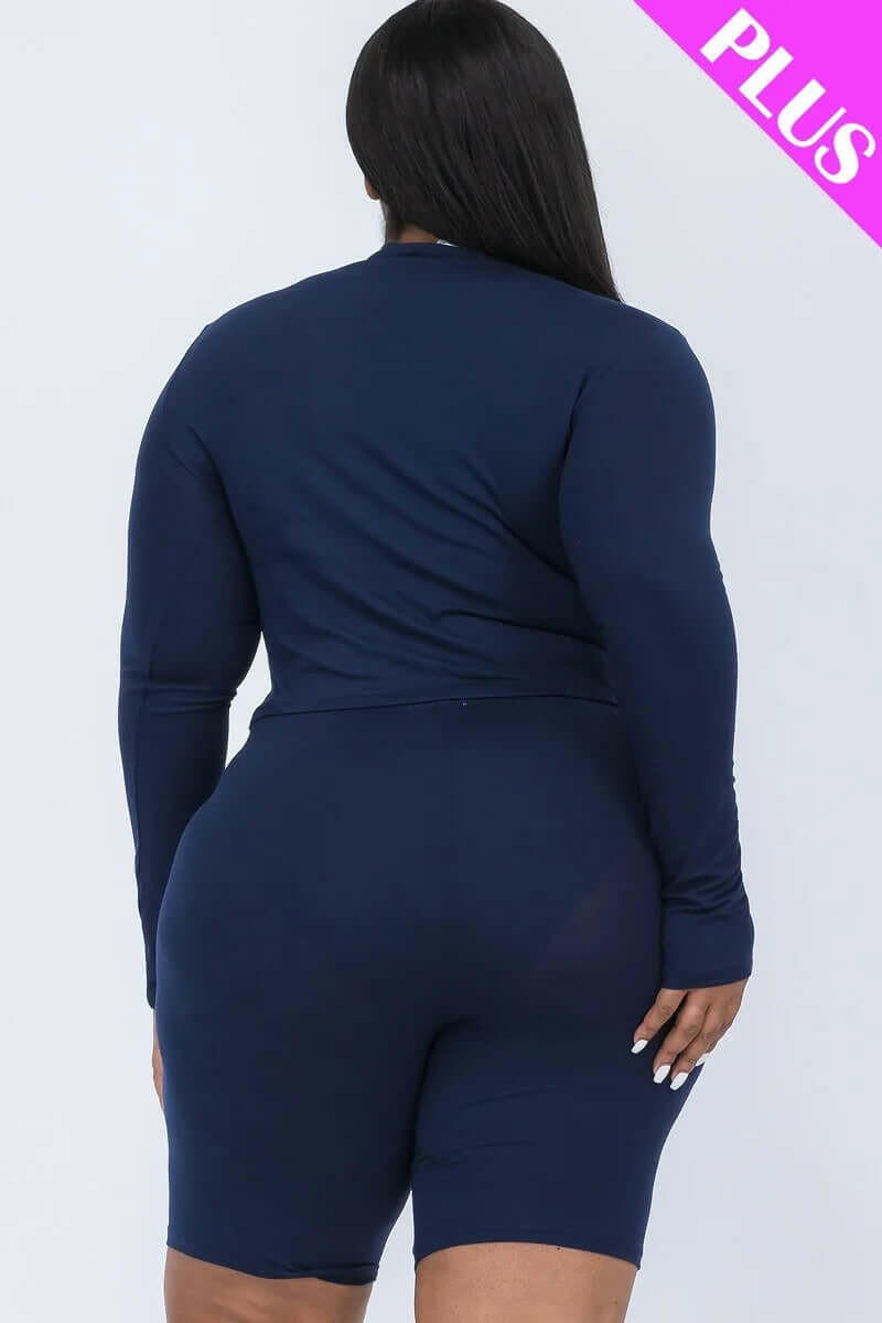 Mock Neck Top &amp; Biker Shorts Set