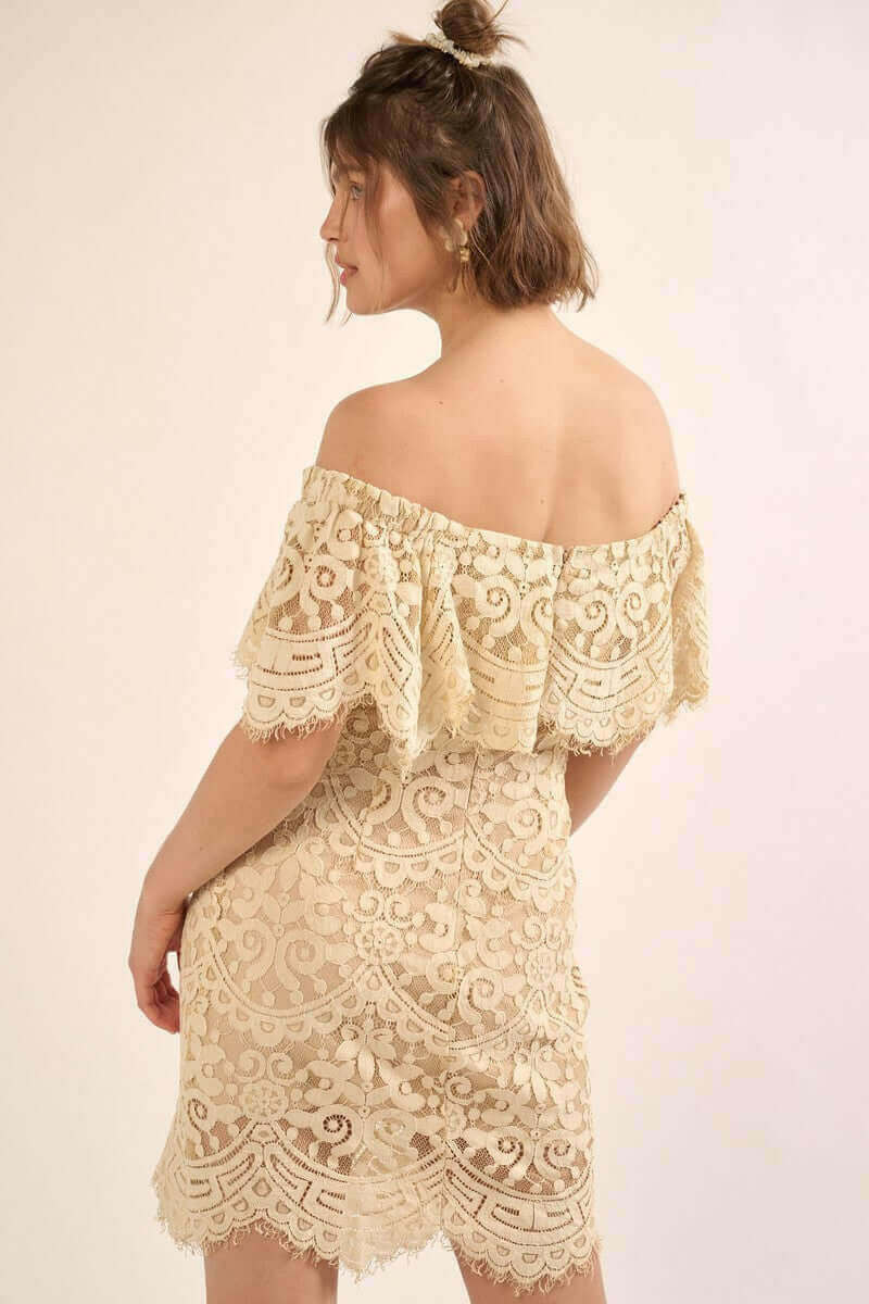 A Lace, Woven Mini Dress.