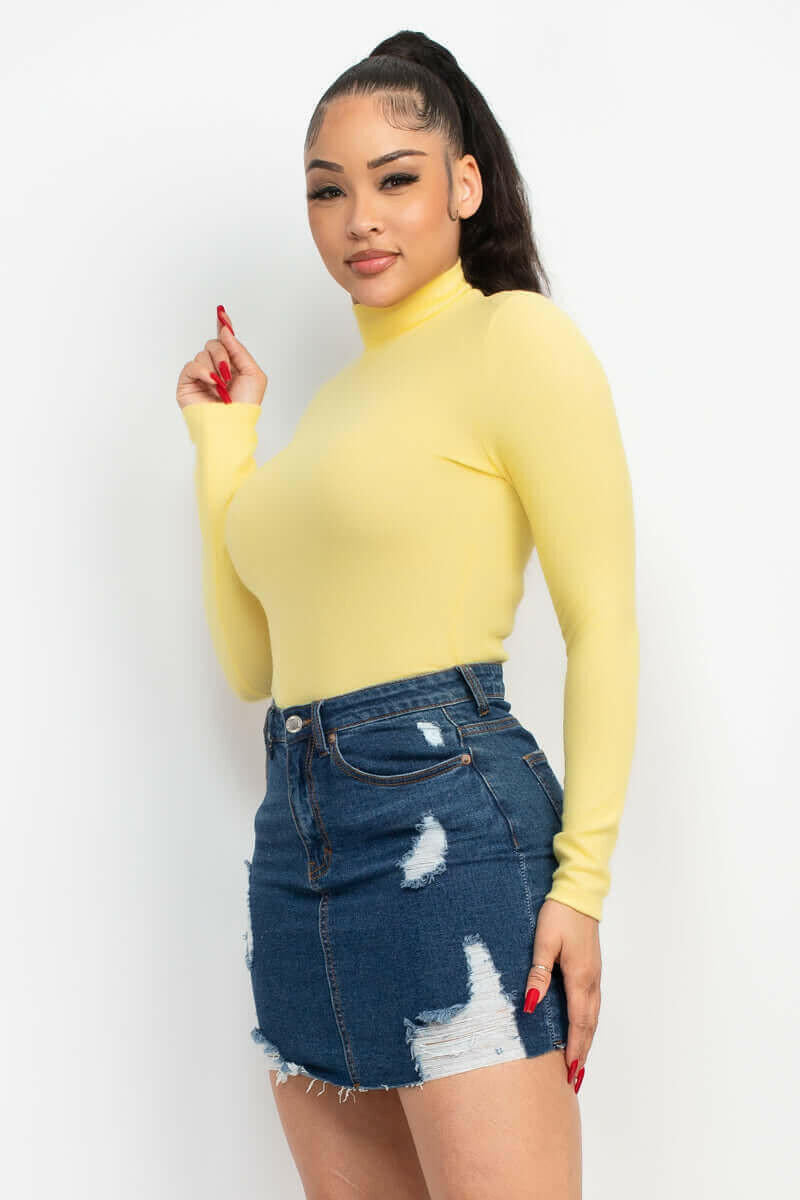 Mock Neck Long Sleeve Top.