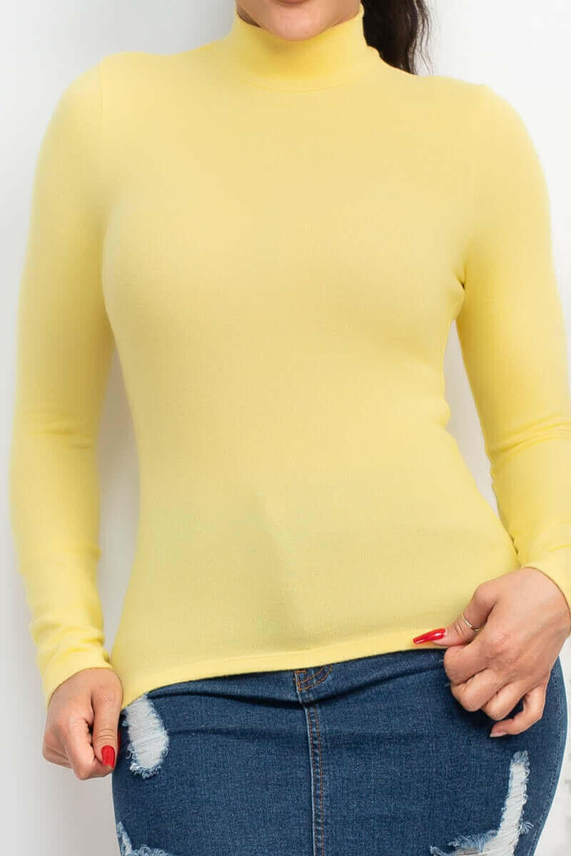 Mock Neck Long Sleeve Top.