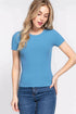 Short Slv Crew Neck Variegated Rib Knit Top