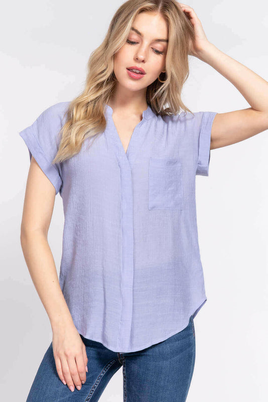 Dolman Slv Button Down Woven Top.