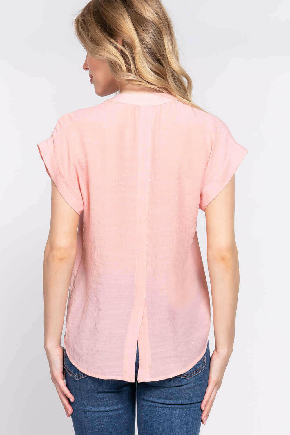 Dolman Slv Button Down Woven Top.