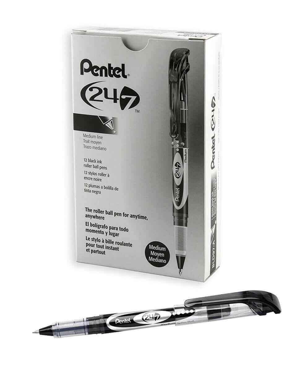 Pentel PENBLD97A Roller Ball Pen Medium Line, Black Ink.